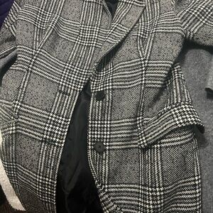Express Black and White Plaid Pea Coat
